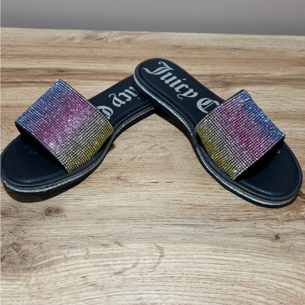 Juicy Couture Women's Multicolor bling  Slide Sandals size 6.5 - Picture 2 of 6